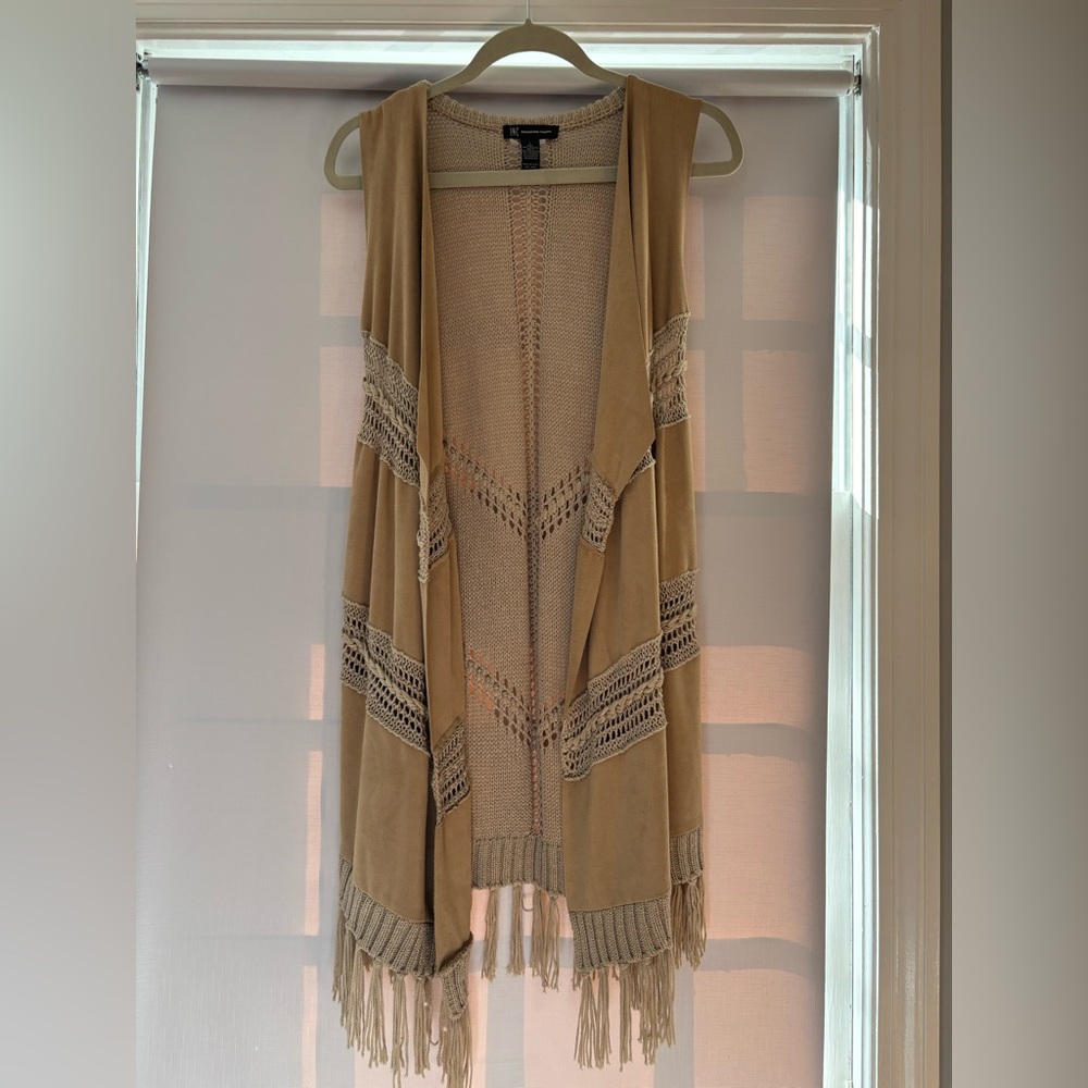 INC International Concepts Tan Open-Front Cardigan